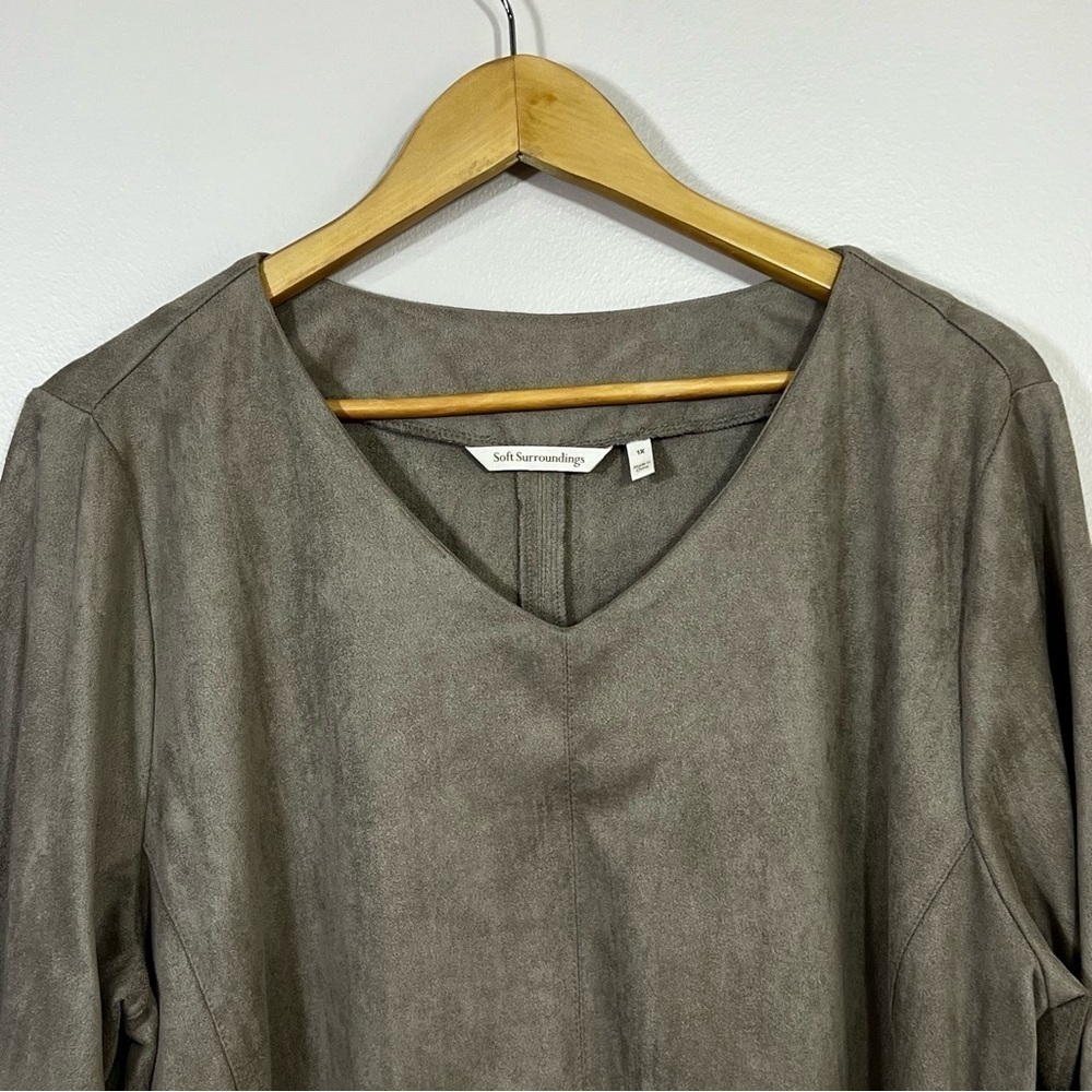 Soft Surroundings Lizzy Faux Suede Tunic Top Gray 1X - Picture 4 of 10